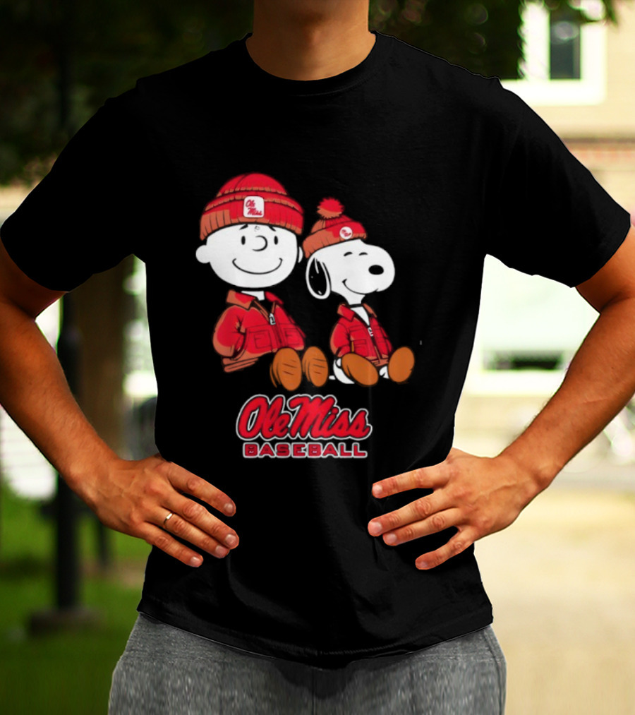 Ole Miss Baseball Snoopy And Charlie Brown Collaboration T-Shirt