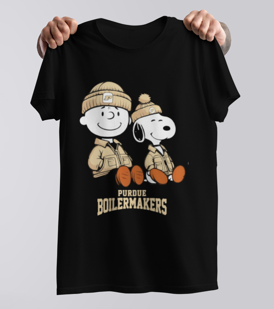 Purdue Boilermakers Snoopy Charlie Brown Peanuts Characters Vintage Style Collaboration T-Shirt