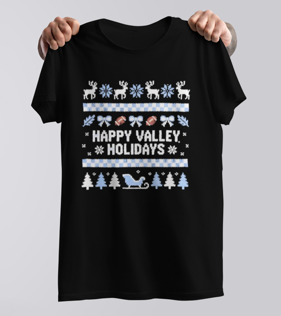 Penn State Happy Valley Holidays Christmas Reindeer Football Ornaments Snowflakes Trees T-Shirt