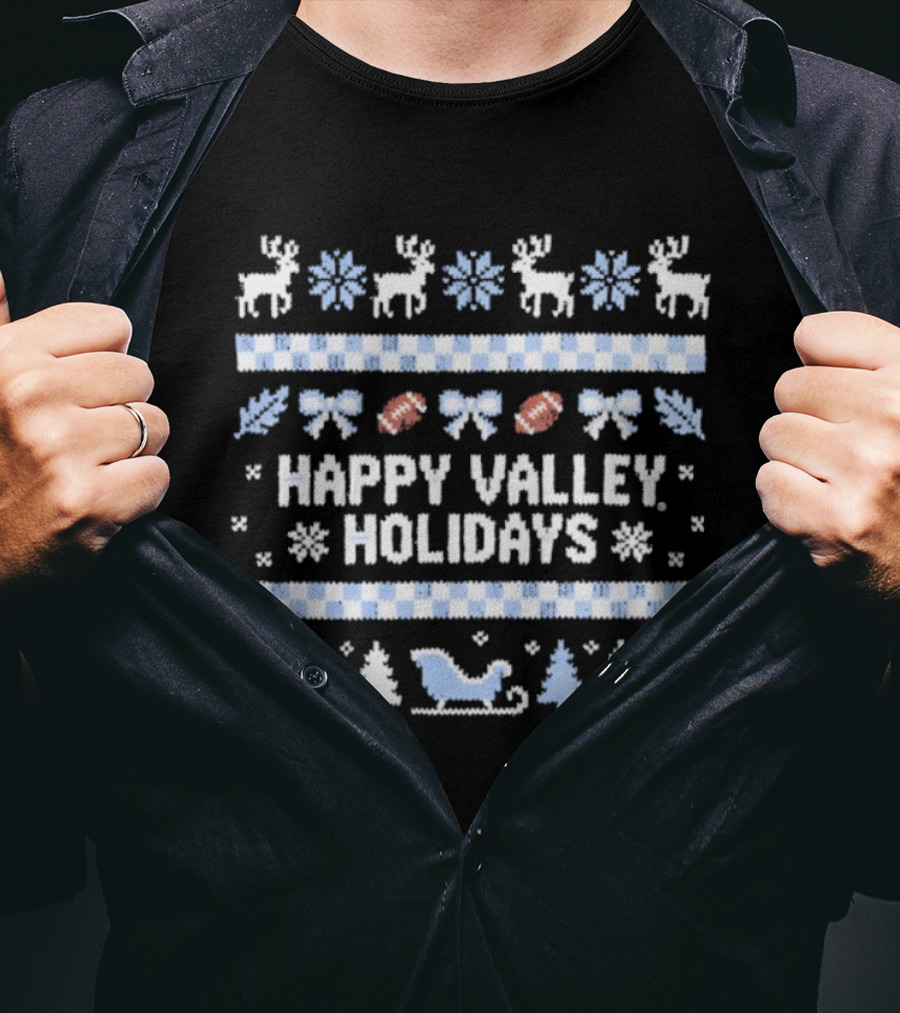 Penn State Happy Valley Holidays Christmas Reindeer Football Ornaments Snowflakes Trees T-Shirt