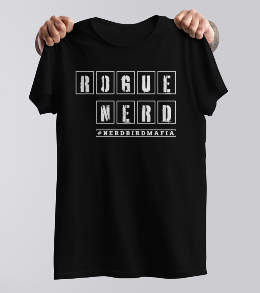 Rogue Nerd NERDBIRDMAFIA Bold Text Style T-Shirt