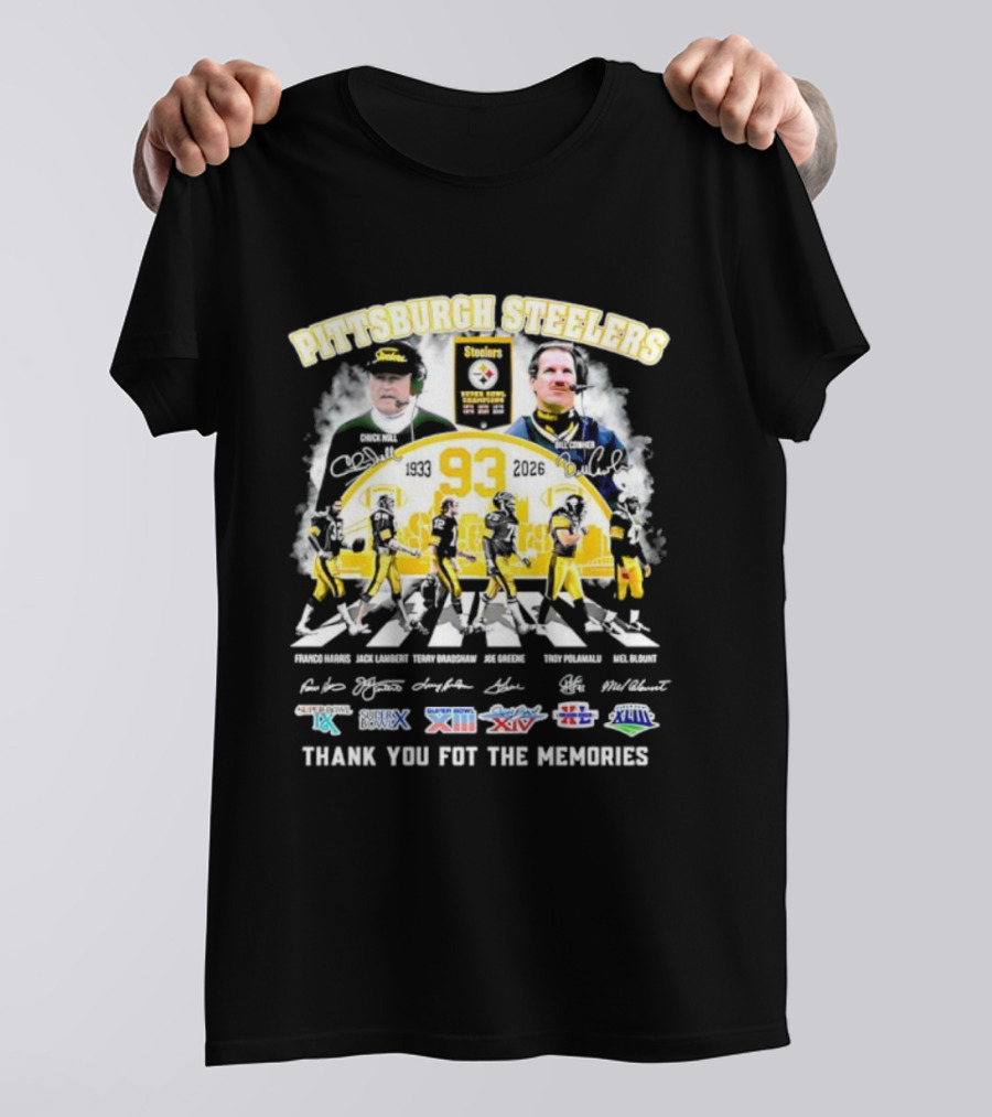 Pittsburgh Steelers Legendary 93 Years Coaches Players Signatures Memories T-Shirt