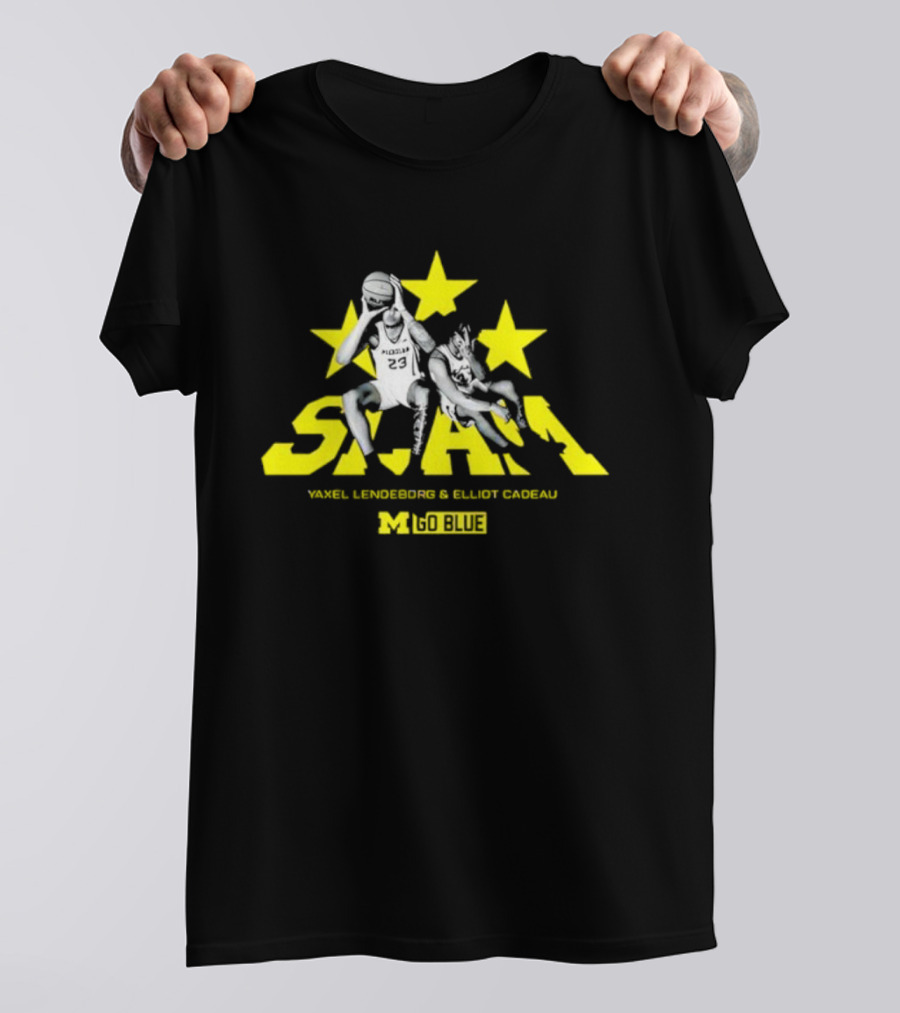 SLAM Yaxel Lendeborg Elliot Cadeau Michigan M Go Blue Stars T-Shirt