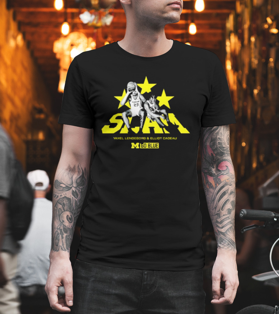 SLAM Yaxel Lendeborg Elliot Cadeau Michigan M Go Blue Stars T-Shirt