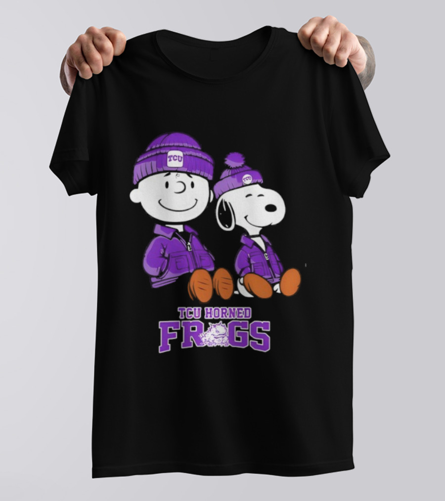 TCU Horned Frogs Snoopy Charlie Brown Collaboration Football Fan Gear T-Shirt