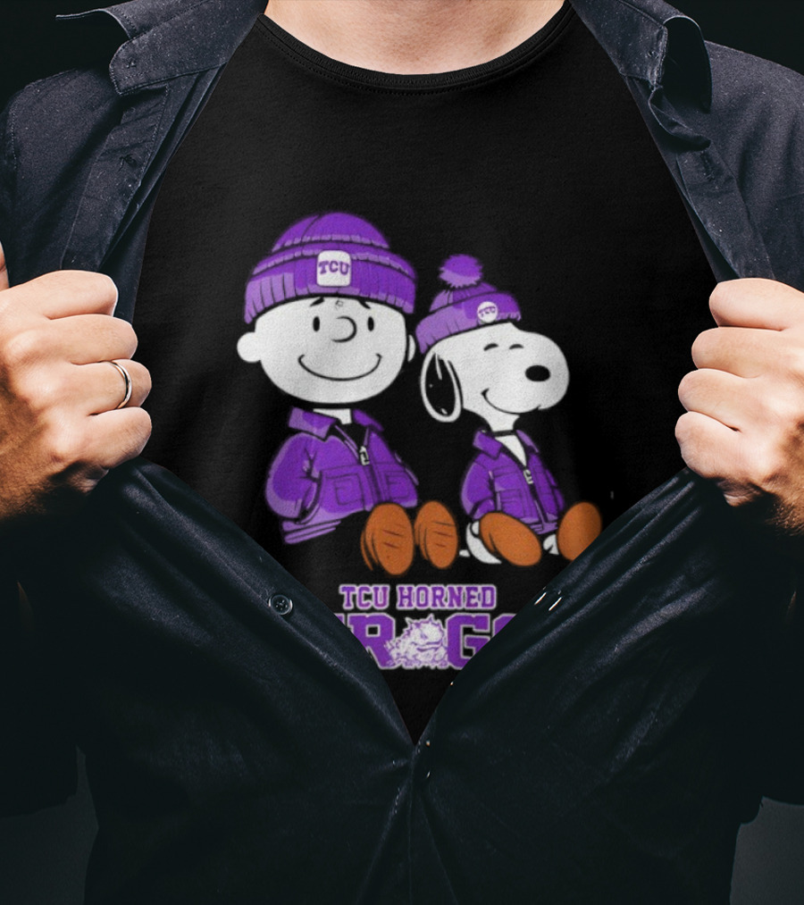 TCU Horned Frogs Snoopy Charlie Brown Collaboration Football Fan Gear T-Shirt