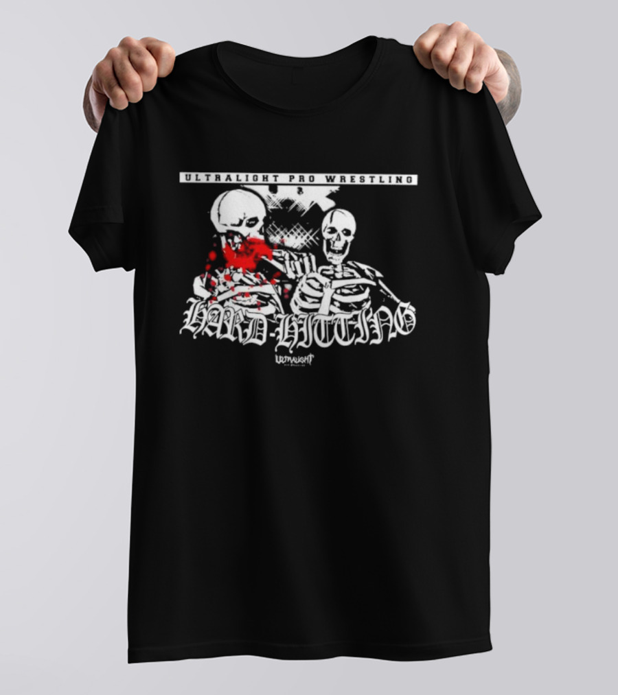 ULTRALIGHT Pro Wrestling Hard Hitting Skeletons Combat Scene T-Shirt
