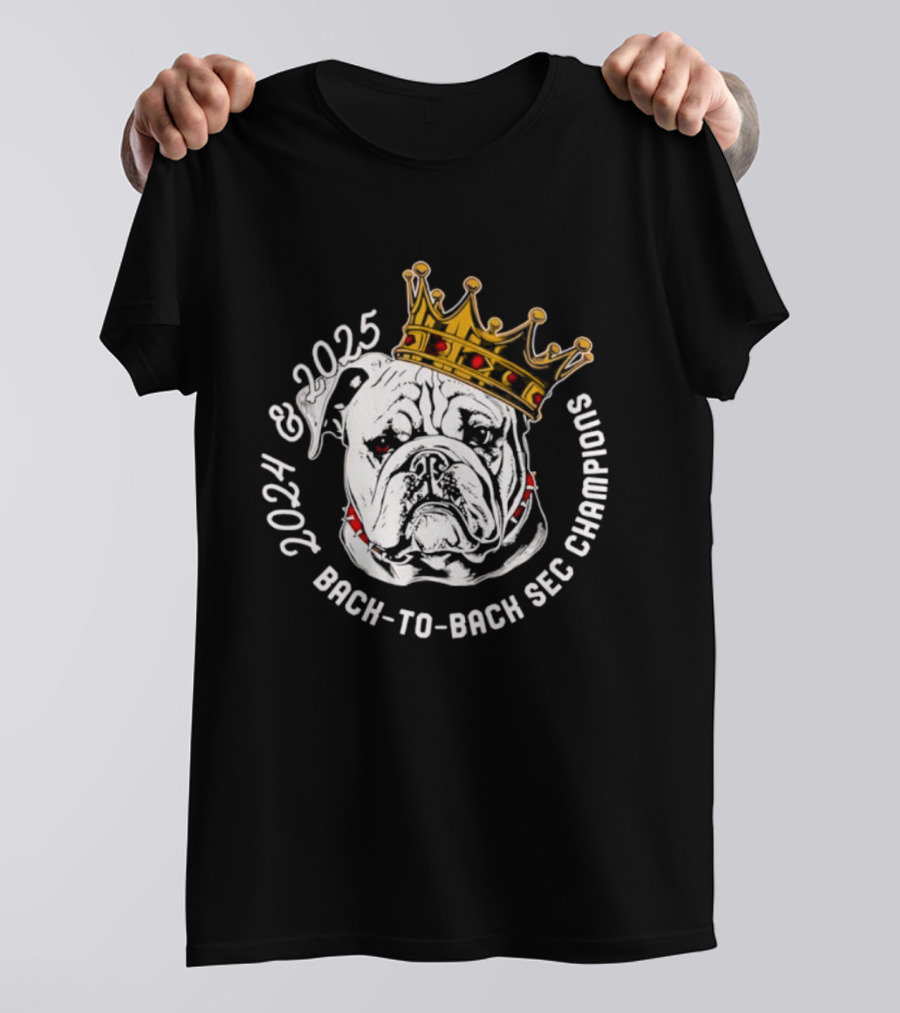 2024 2025 Back-to-Back SEC Champions Bulldog Crown T-Shirt