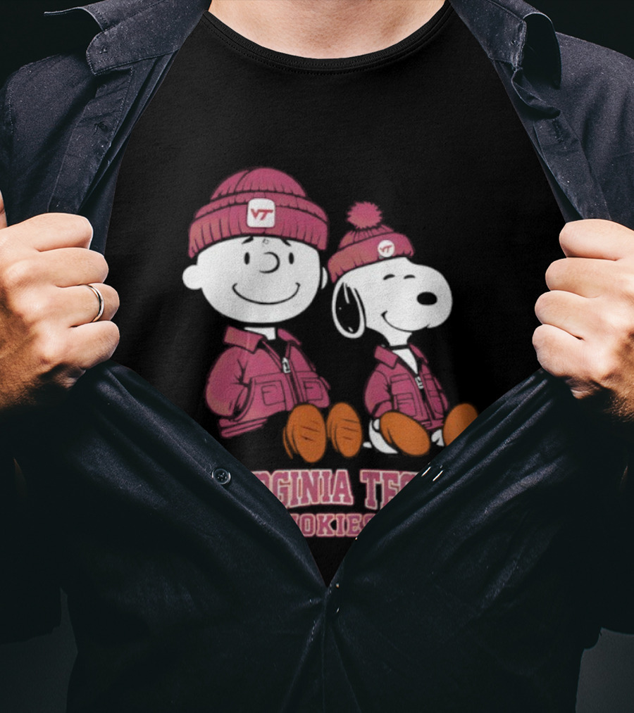 Virginia Tech Hokies Snoopy Charlie Brown Peanuts VT Collaboration T-Shirt