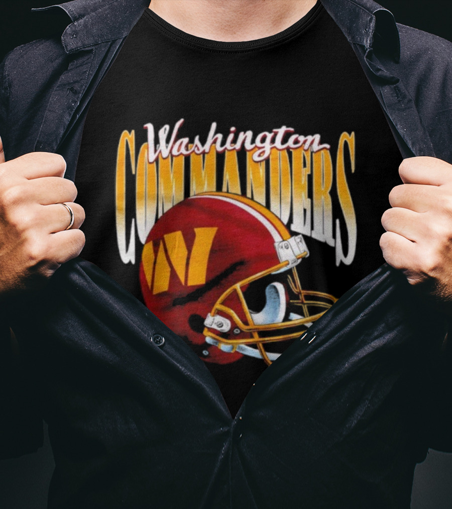 Washington Commanders Gradient Helmet Retro Style Red Yellow W T-Shirt