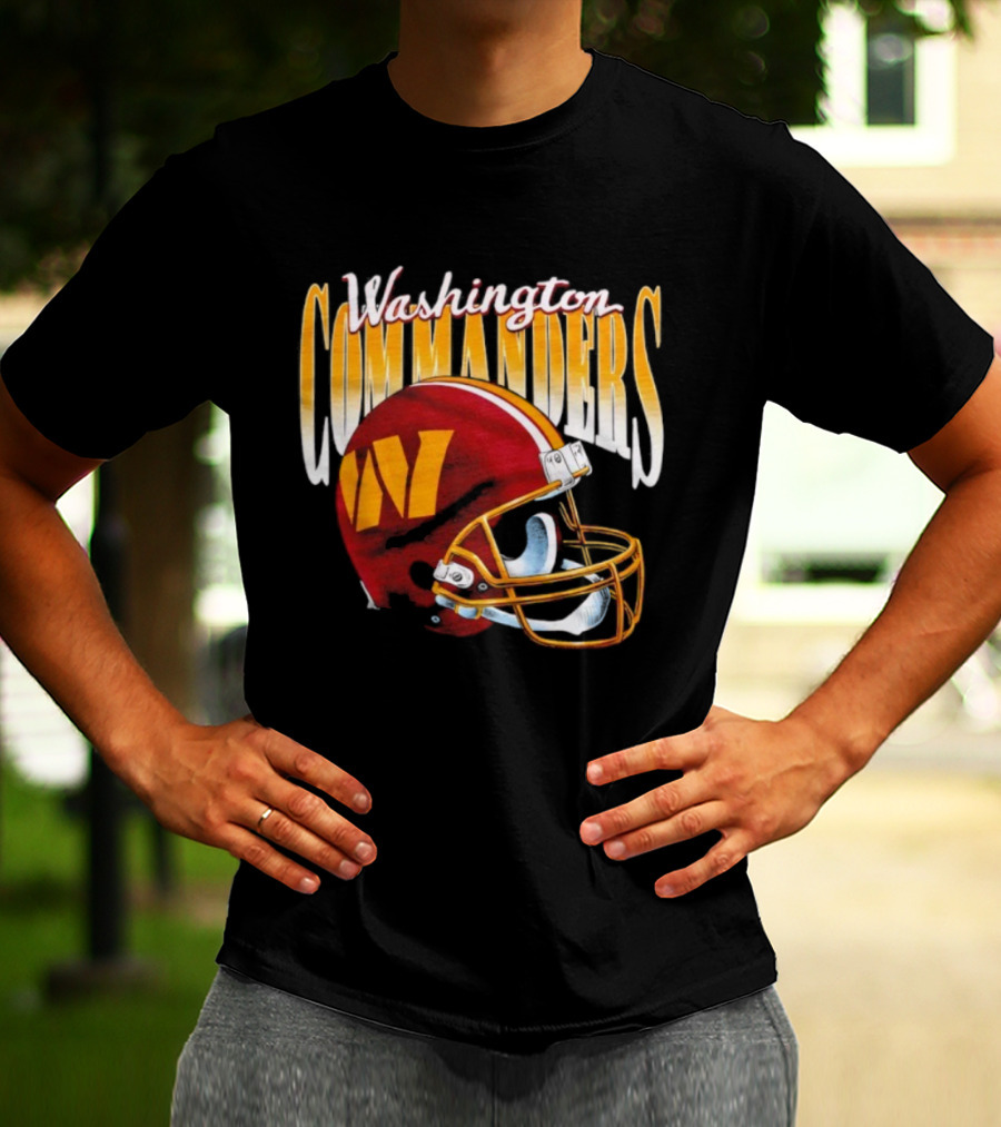 Washington Commanders Gradient Helmet Retro Style Red Yellow W T-Shirt