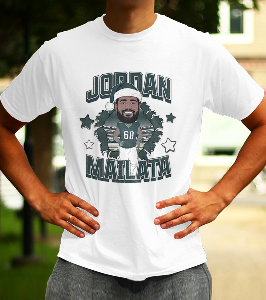 Jordan Mailata Santa Hat Philadelphia Eagles Football NFL Merry Christmas T-Shirt