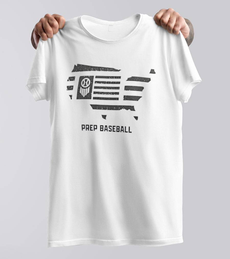 Prep Baseball United States Flag Map Design T-Shirt