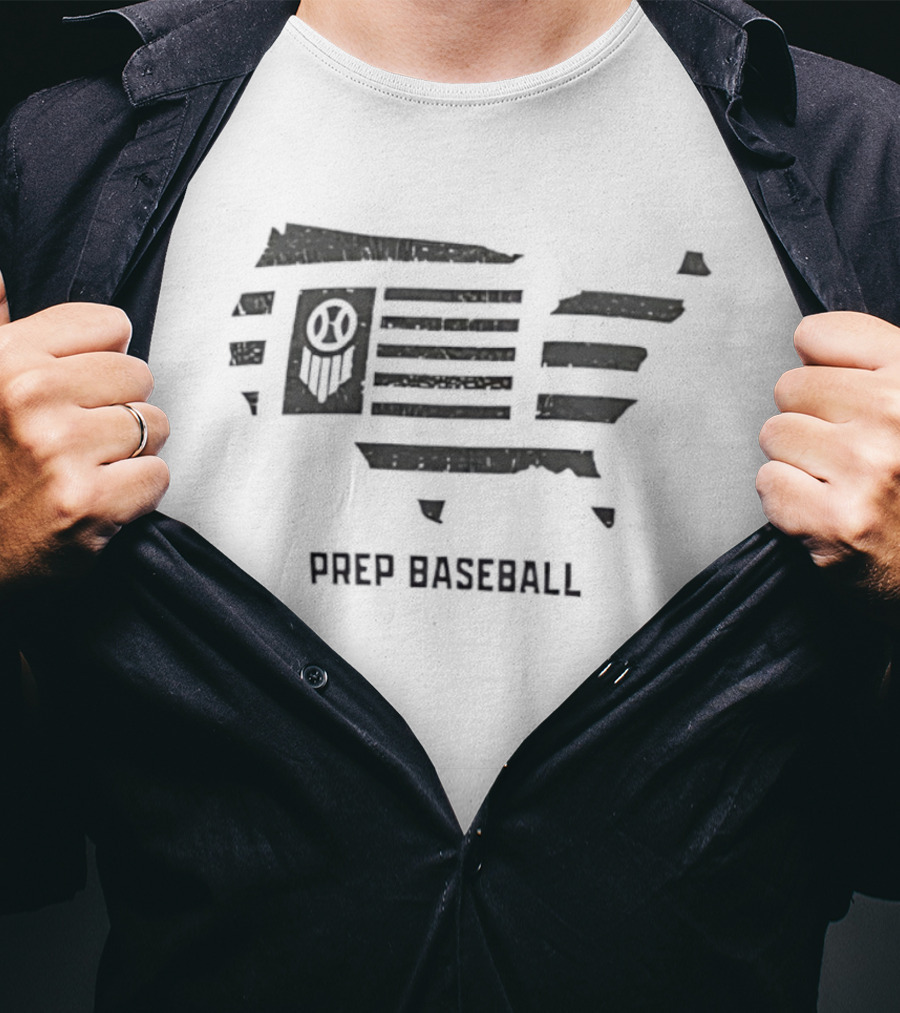 Prep Baseball United States Flag Map Design T-Shirt