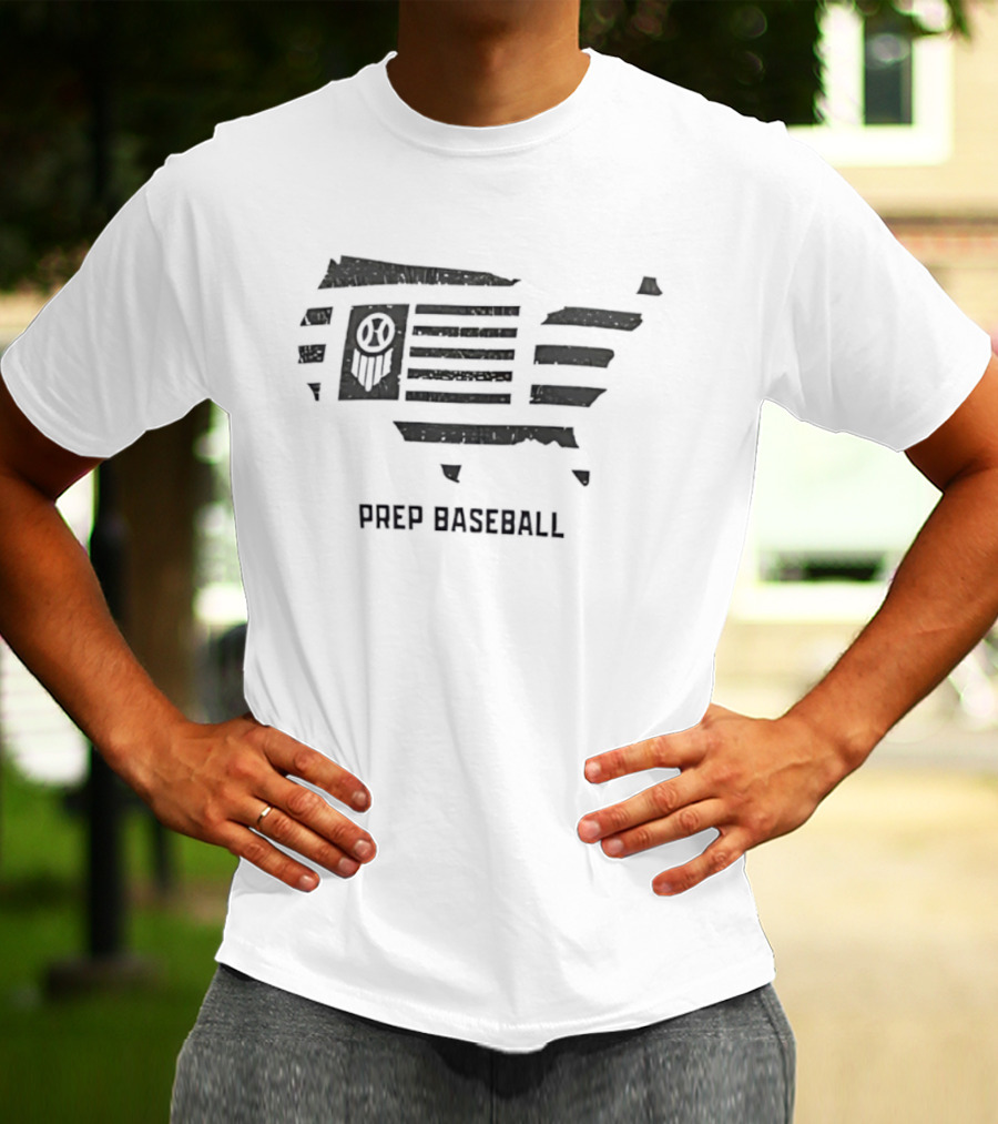 Prep Baseball United States Flag Map Design T-Shirt