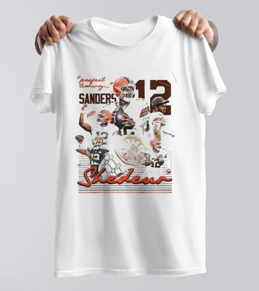 Shedeur Sanders 12 Perfect Timing Cleveland Browns NFL Football 2025 T-Shirt