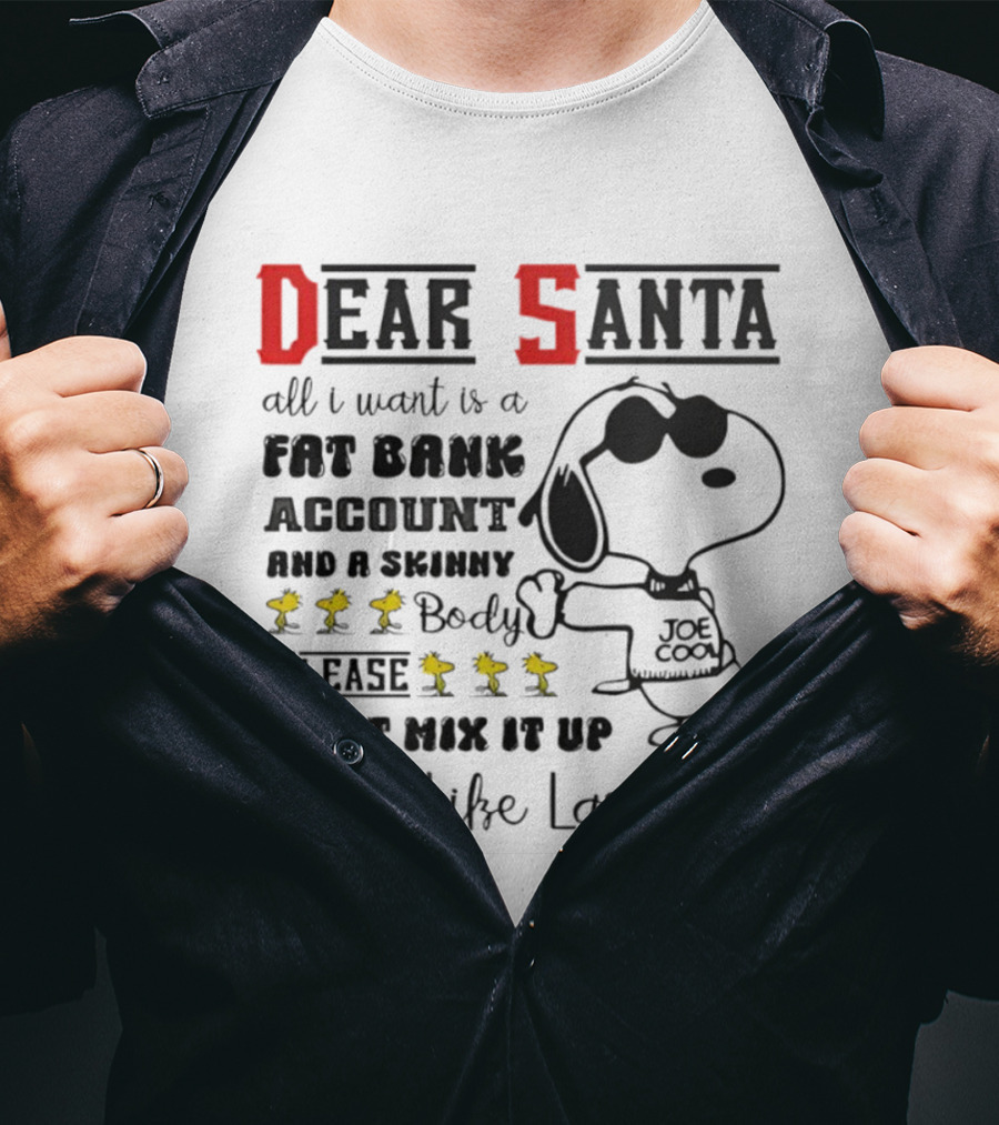 Dear Santa All I Want Is A Fat Bank Account And A Skinny Body Please Don't Mix It Up Again Like Last Year T-Shirt