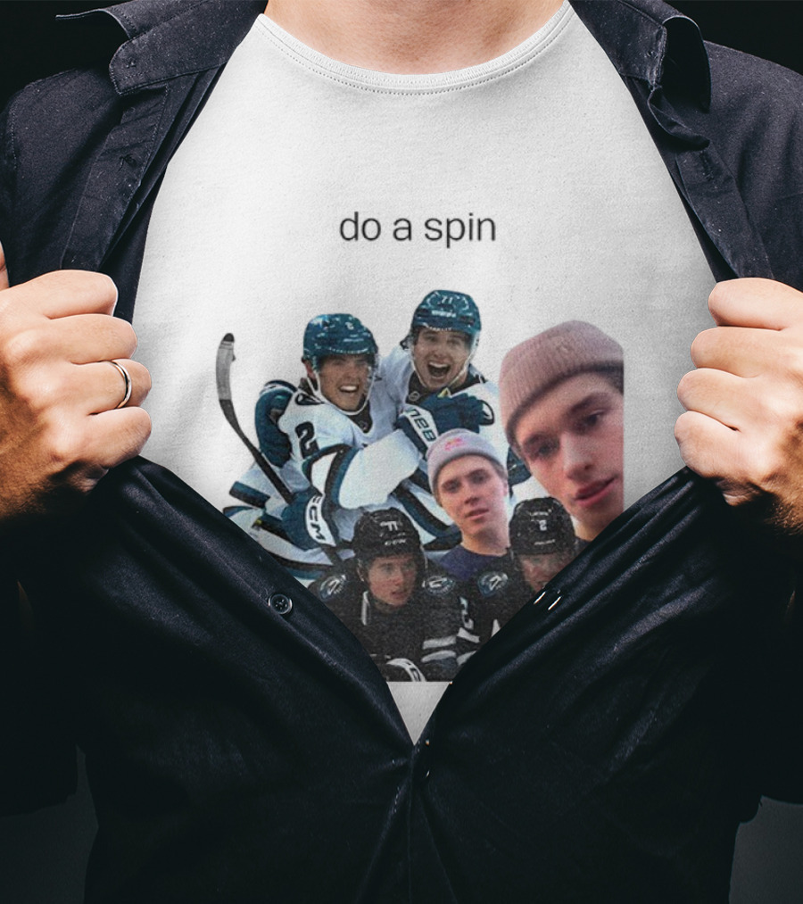 San Jose Sharks Will Smith Macklin Celebrini Do A Spin Hockey Team Players T-Shirt
