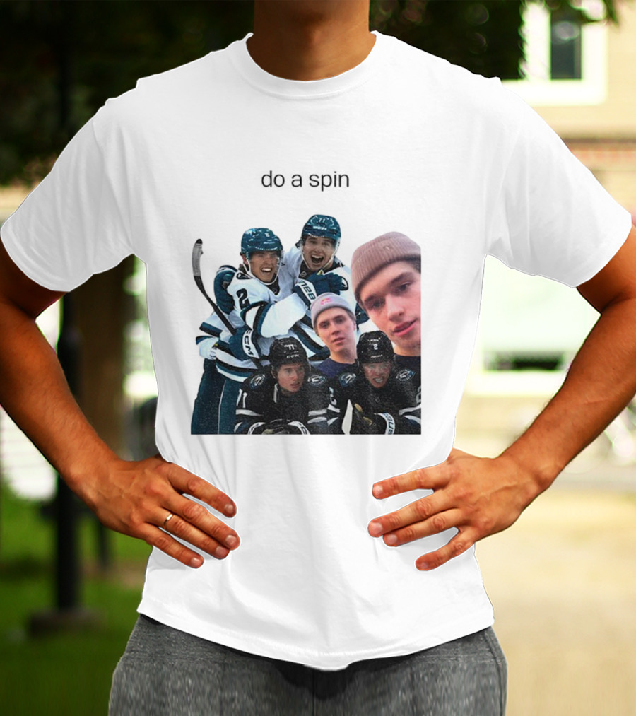San Jose Sharks Will Smith Macklin Celebrini Do A Spin Hockey Team Players T-Shirt