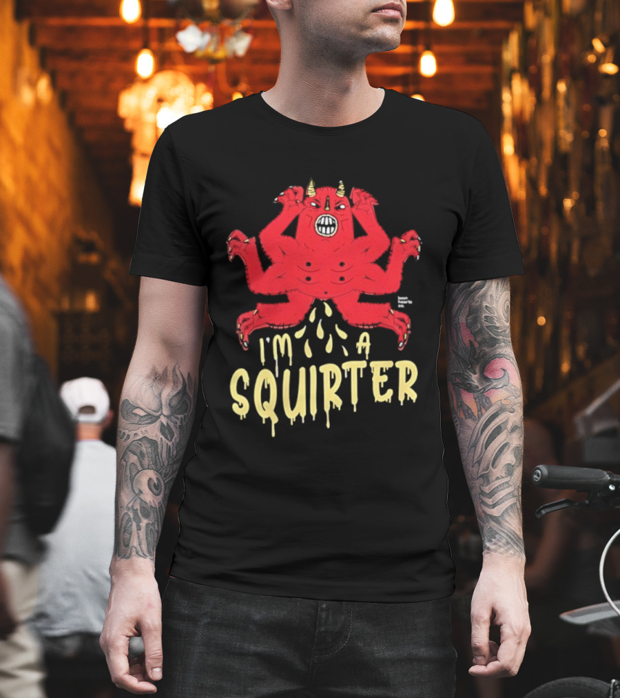 Edgy Devil Character I'm A Squirter Humor Design T-Shirt