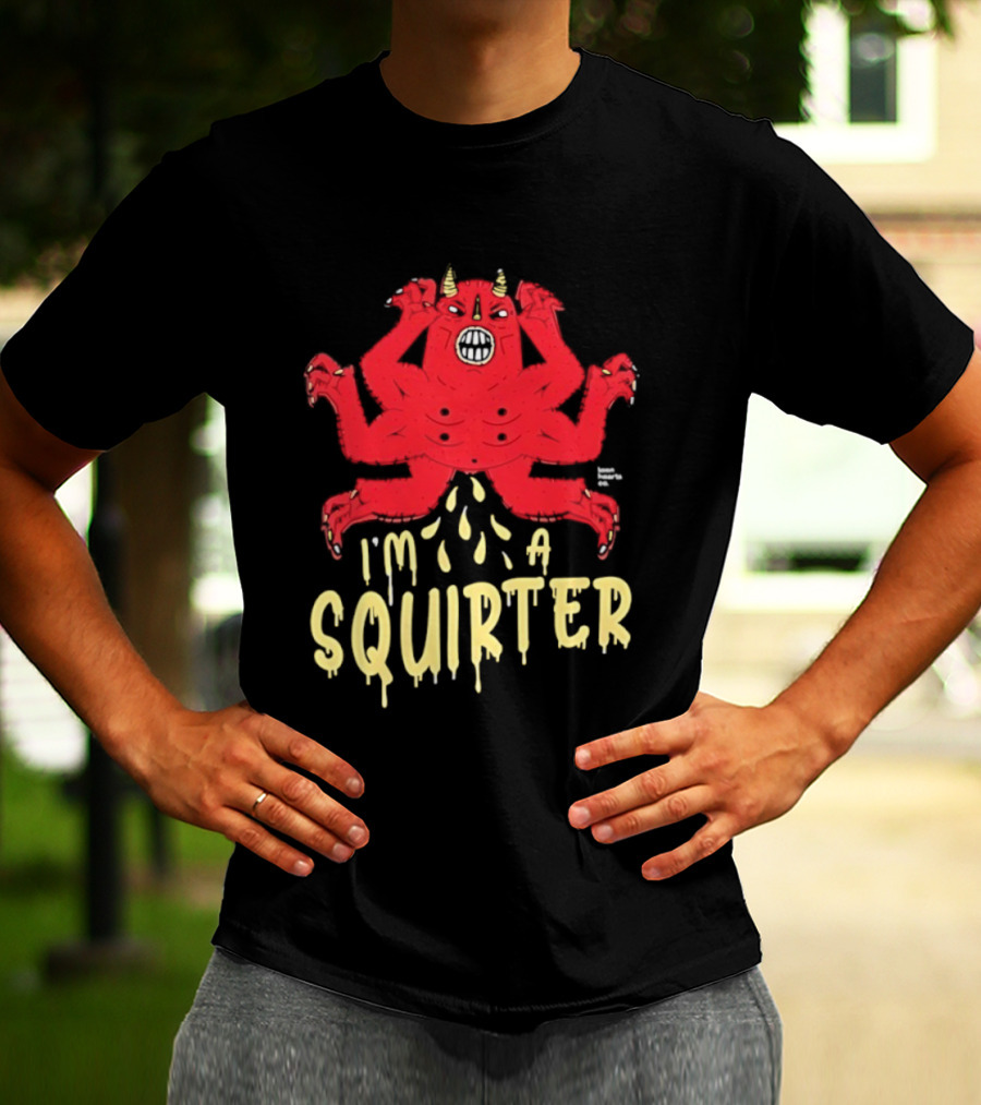 Edgy Devil Character I'm A Squirter Humor Design T-Shirt