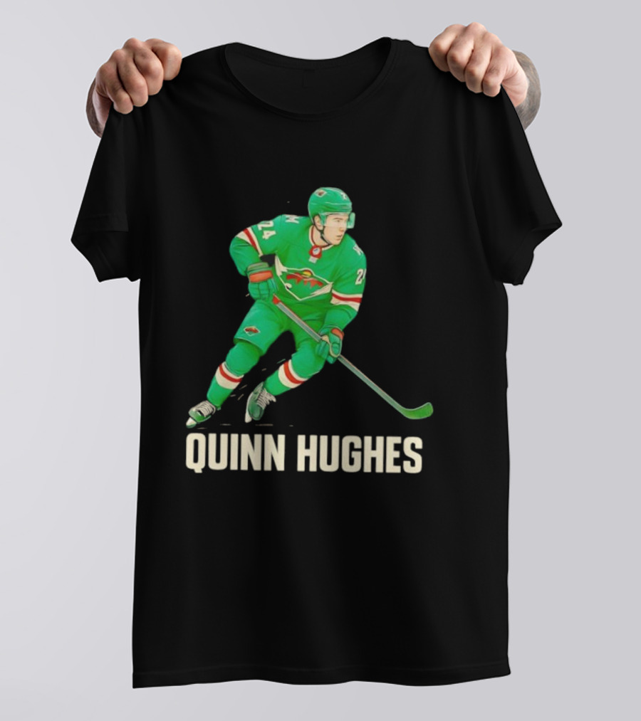 Quinn Hughes Minnesota Wild Hockey Skater T-Shirt