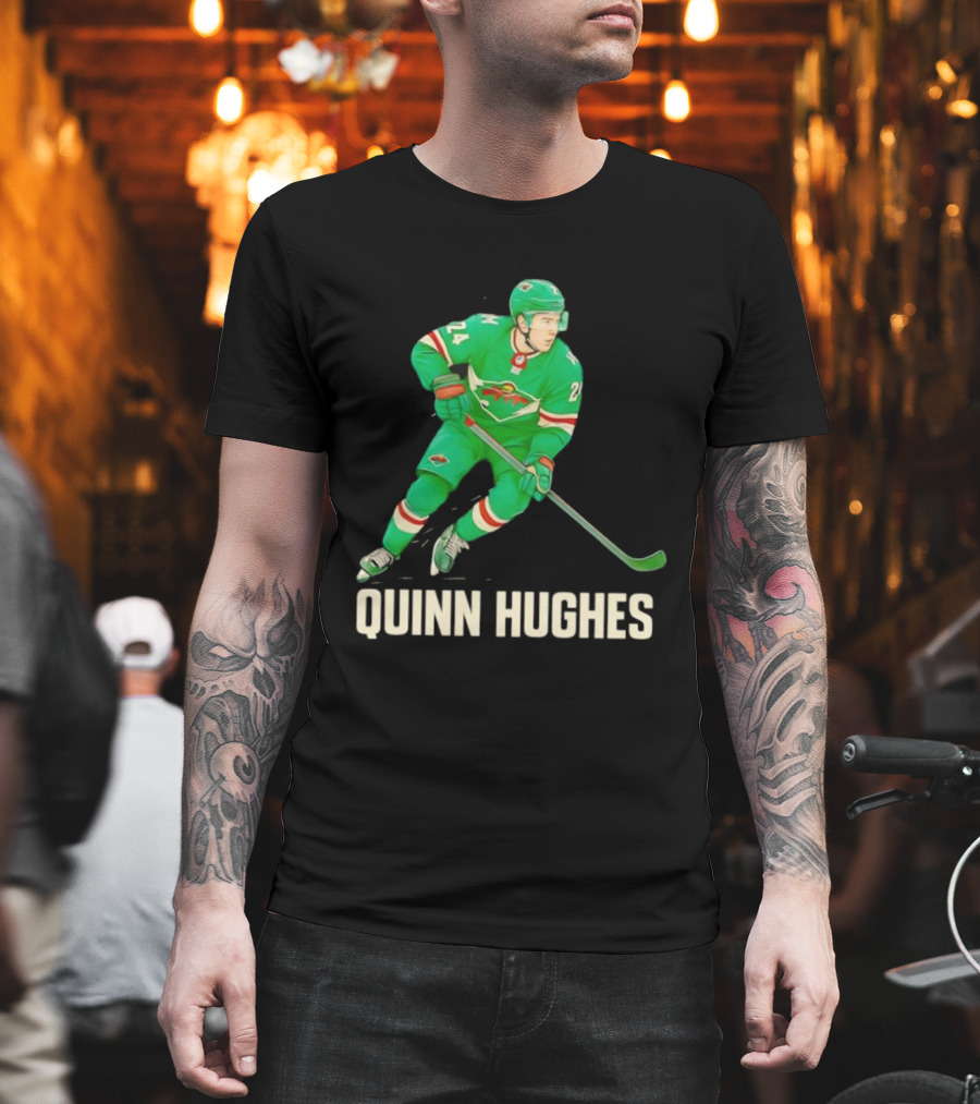 Quinn Hughes Minnesota Wild Hockey Skater T-Shirt