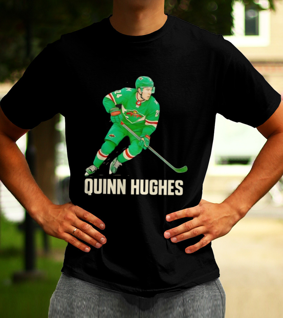 Quinn Hughes Minnesota Wild Hockey Skater T-Shirt