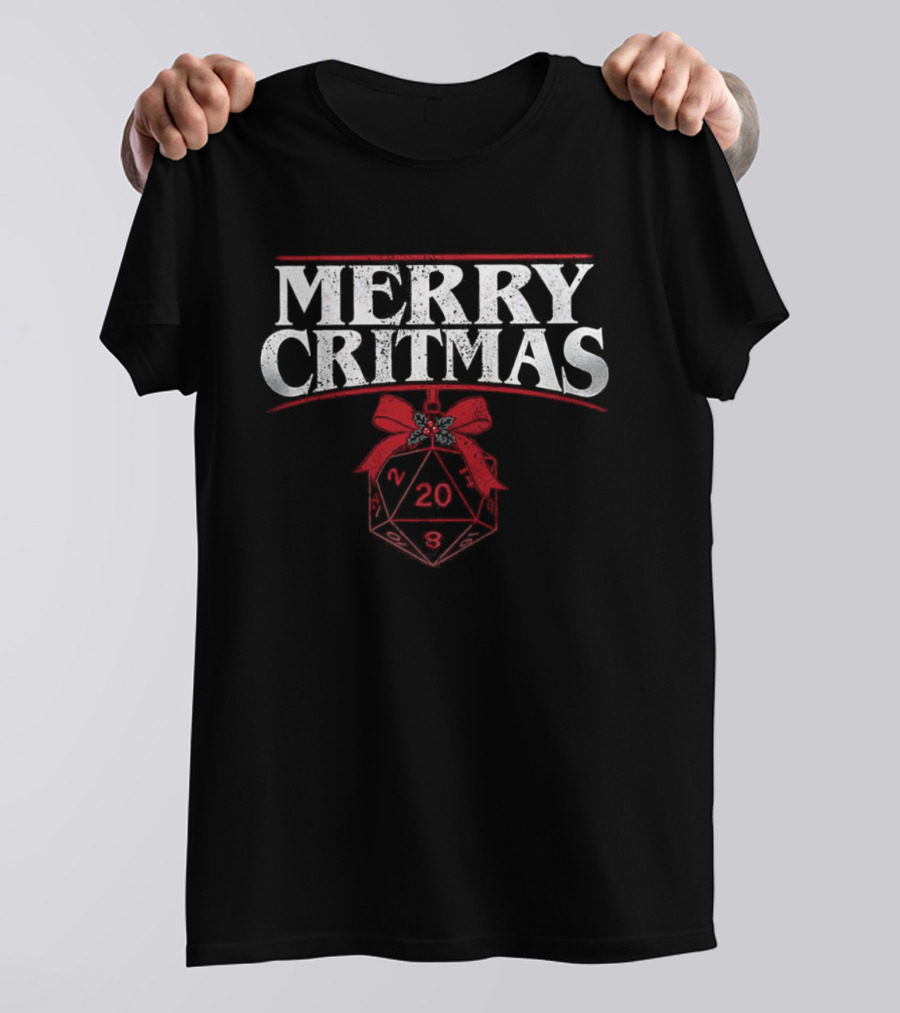 Merry Critmas Dungeons And Dragons 20-Sided Dice Christmas T-Shirt