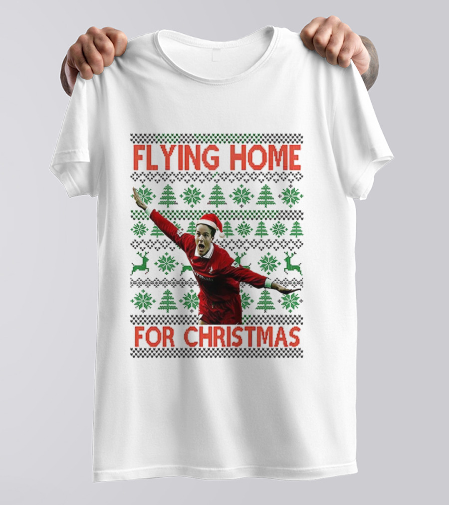 Swindon Town Jan Aage Fjortoft Flying Home For Christmas Ugly Xmas Sweater T-Shirt