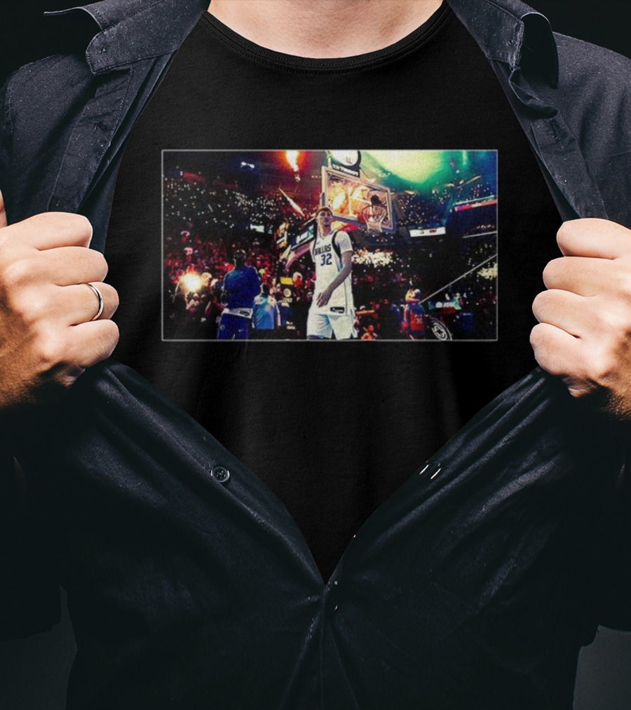 Cooper Flagg Dallas Mavericks 32 Basketball Court Action Scene T-Shirt
