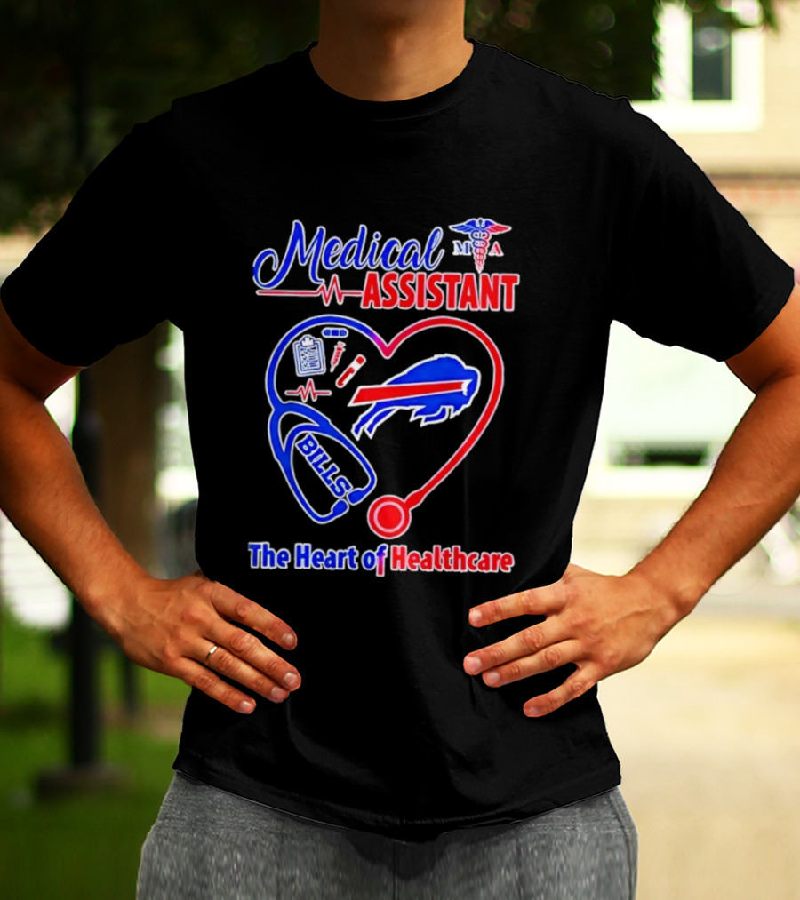 Buffalo Bills Stethoscope Medical Assistant Heart Of Healthcare T-Shirt