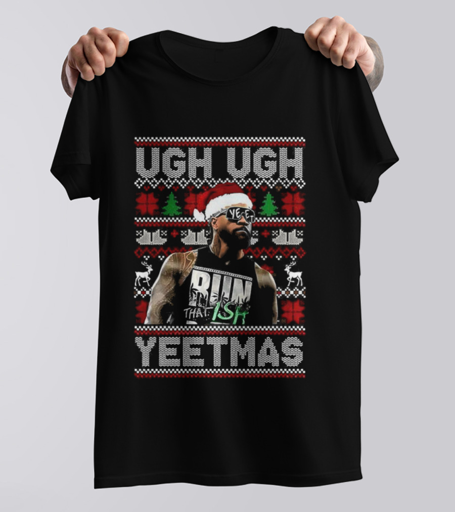 Jey Uso WWE Ugh Ugh Yeetmas Ugly Christmas Sweater Santa Hat T-Shirt