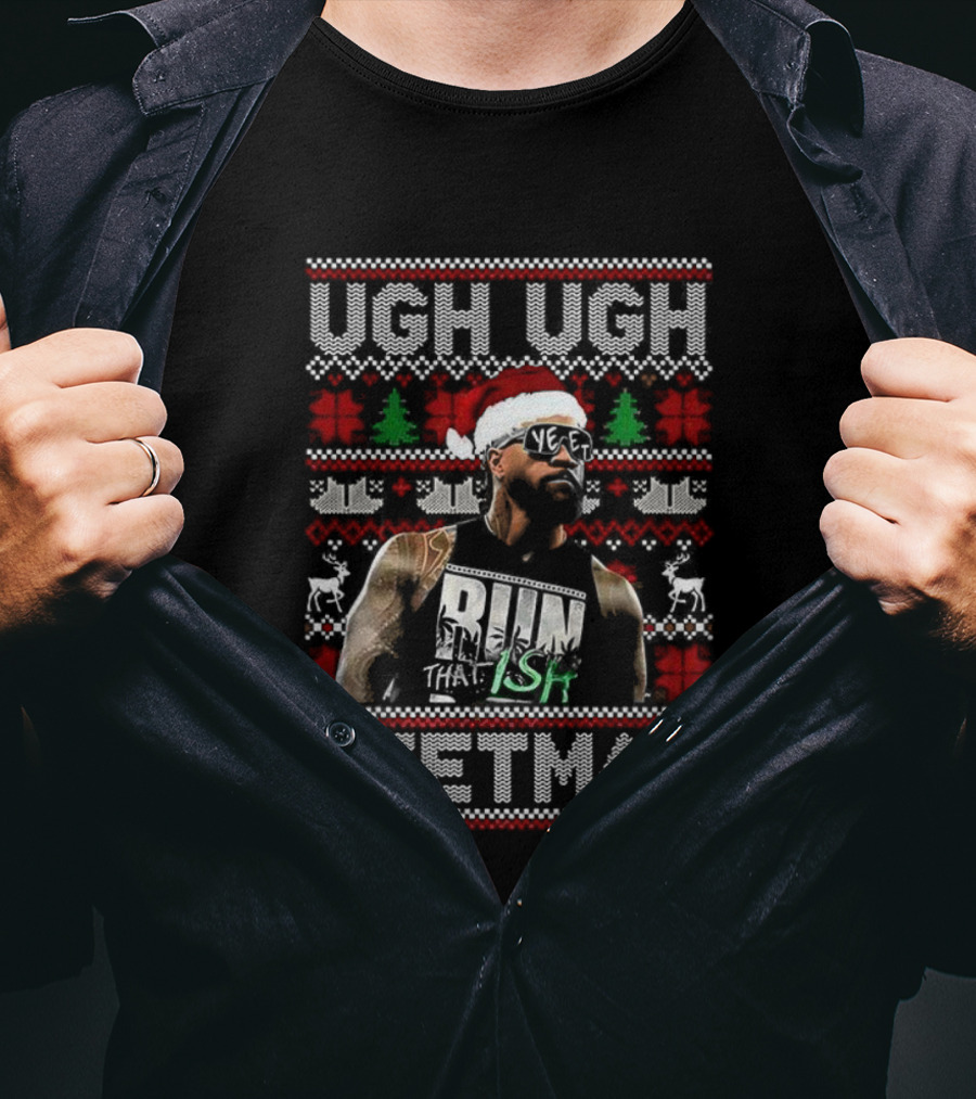 Jey Uso WWE Ugh Ugh Yeetmas Ugly Christmas Sweater Santa Hat T-Shirt