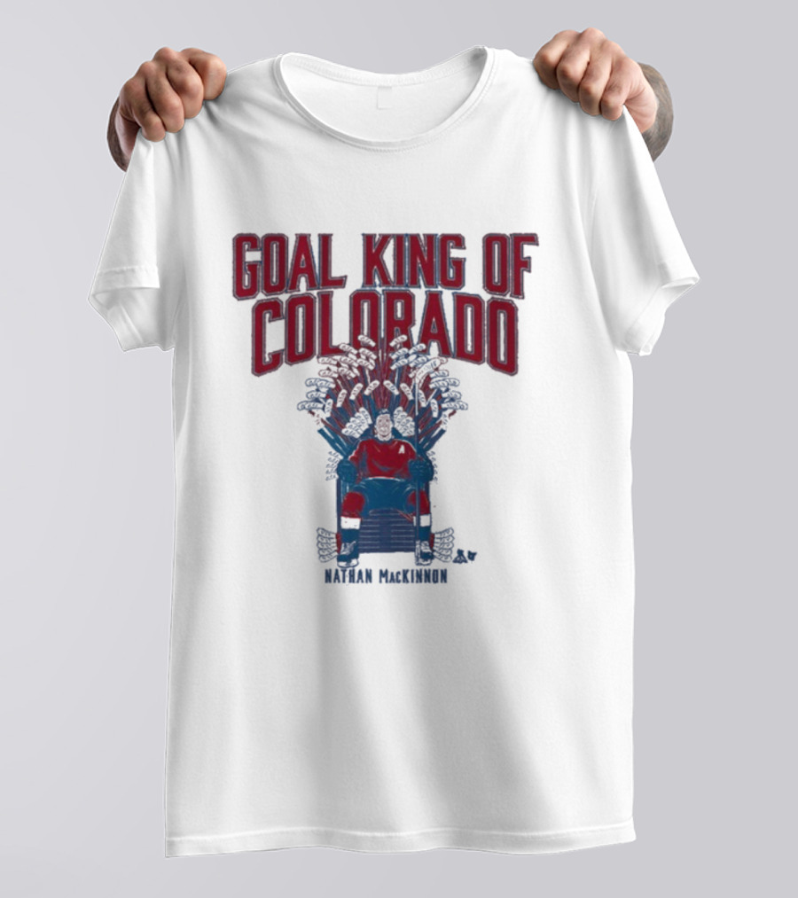 GOAL KING OF COLORADO NATHAN MACKINNON ICONIC THRONE T-Shirt
