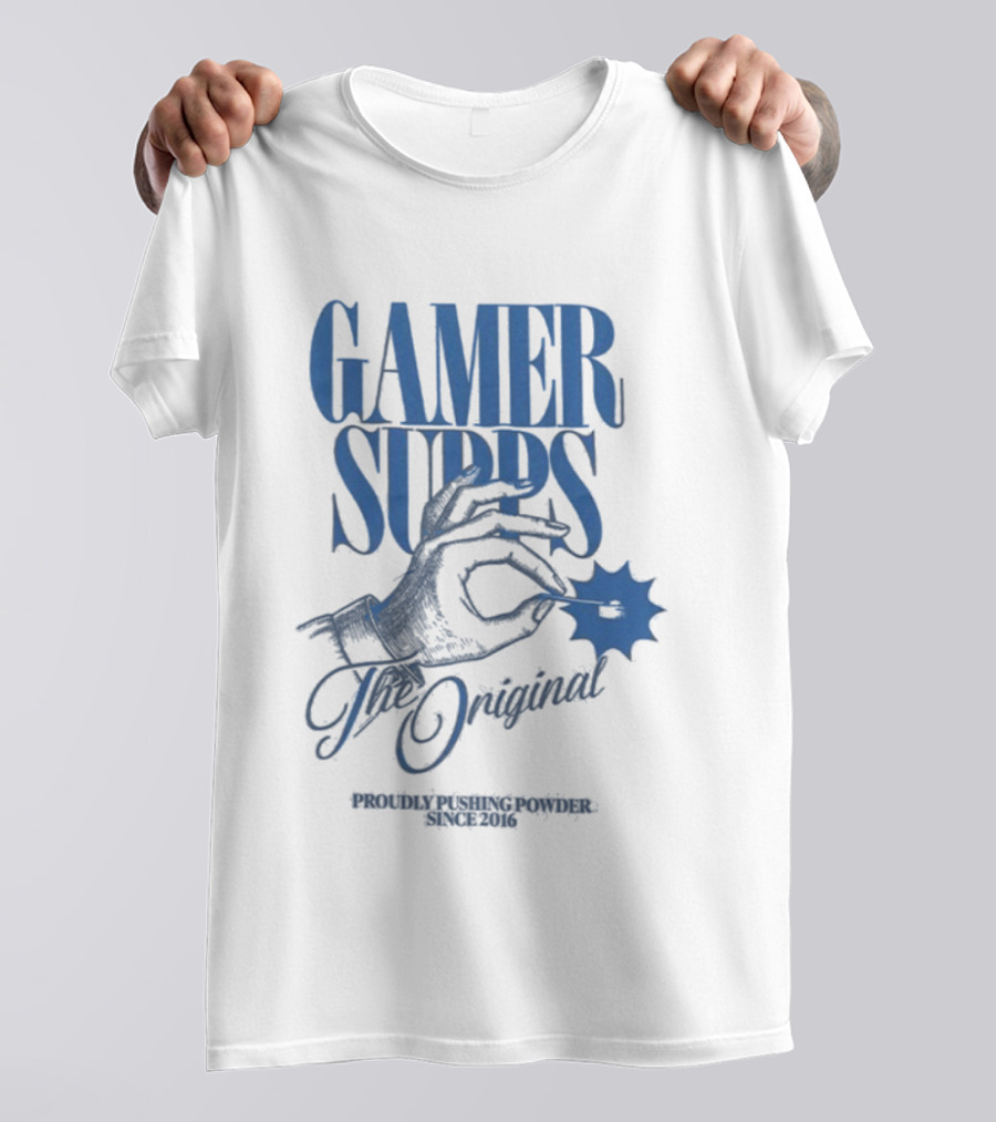 Gamer Supps The Original Proudly Pushing Powder Since 2016 Hand T-Shirt