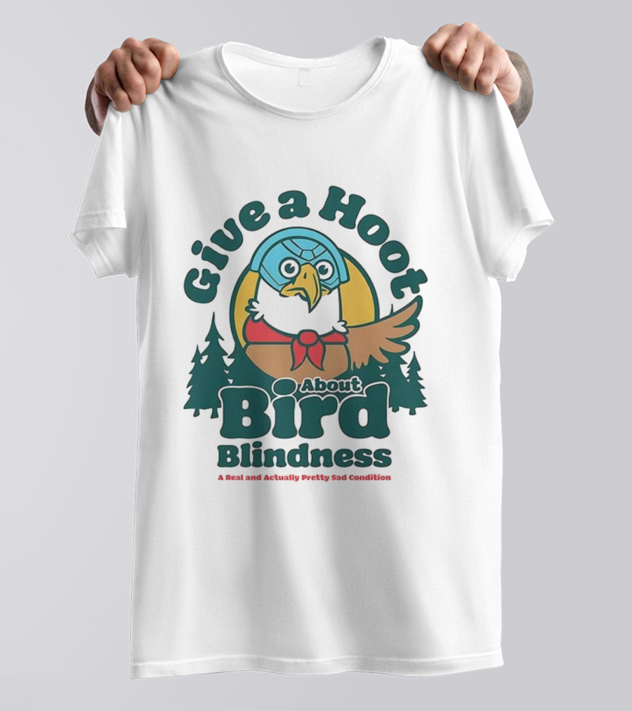 Give A Hoot About Bird Blindness Forest Conservation Turtle Owl T-Shirt