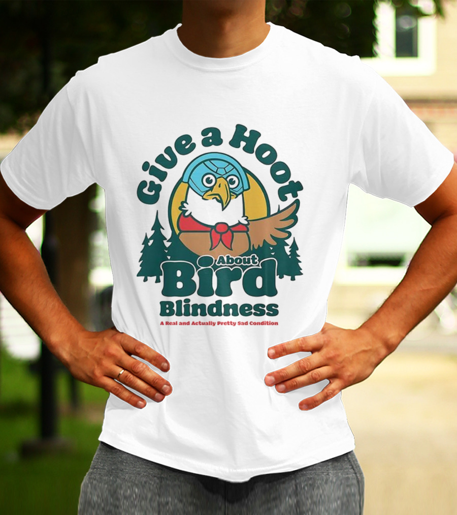 Give A Hoot About Bird Blindness Forest Conservation Turtle Owl T-Shirt