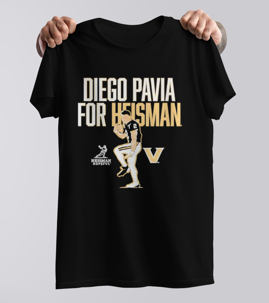 Diego Pavia For Heisman Vanderbilt Commodores Football V Logo T-Shirt