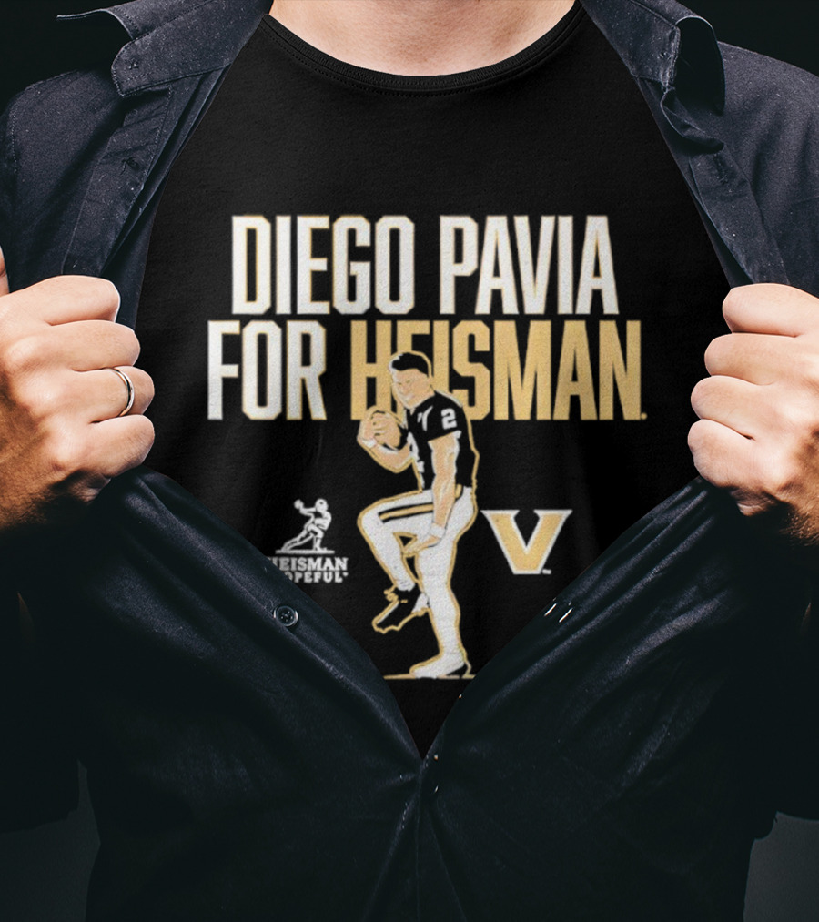 Diego Pavia For Heisman Vanderbilt Commodores Football V Logo T-Shirt