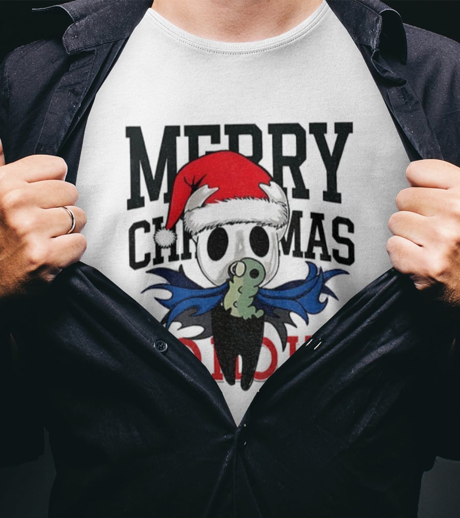 Merry Christmas Ho Ho Ho Hollow Knight Ringer Santa Hat T-Shirt