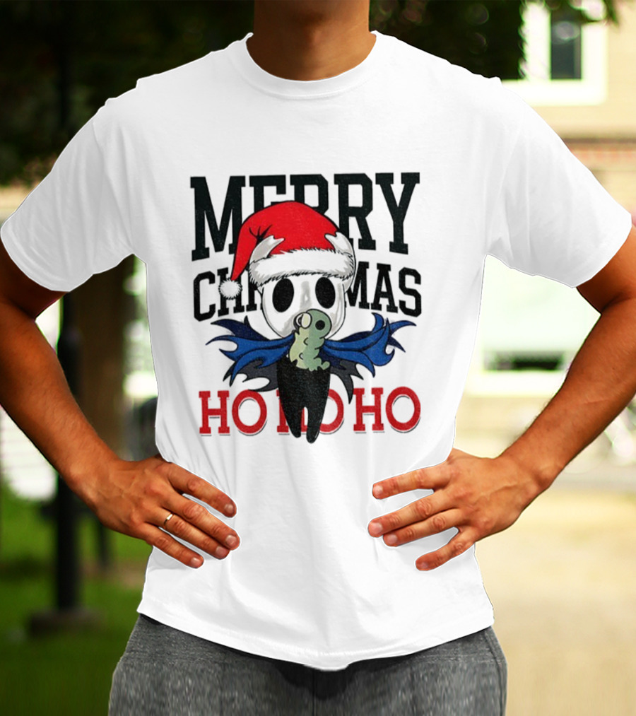Merry Christmas Ho Ho Ho Hollow Knight Ringer Santa Hat T-Shirt