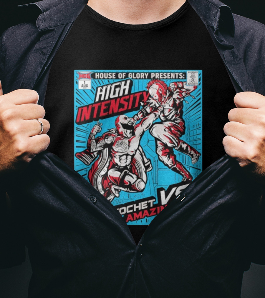 House Of Glory Presents High Intensity Ricochet Vs Amazing Red August Event T-Shirt