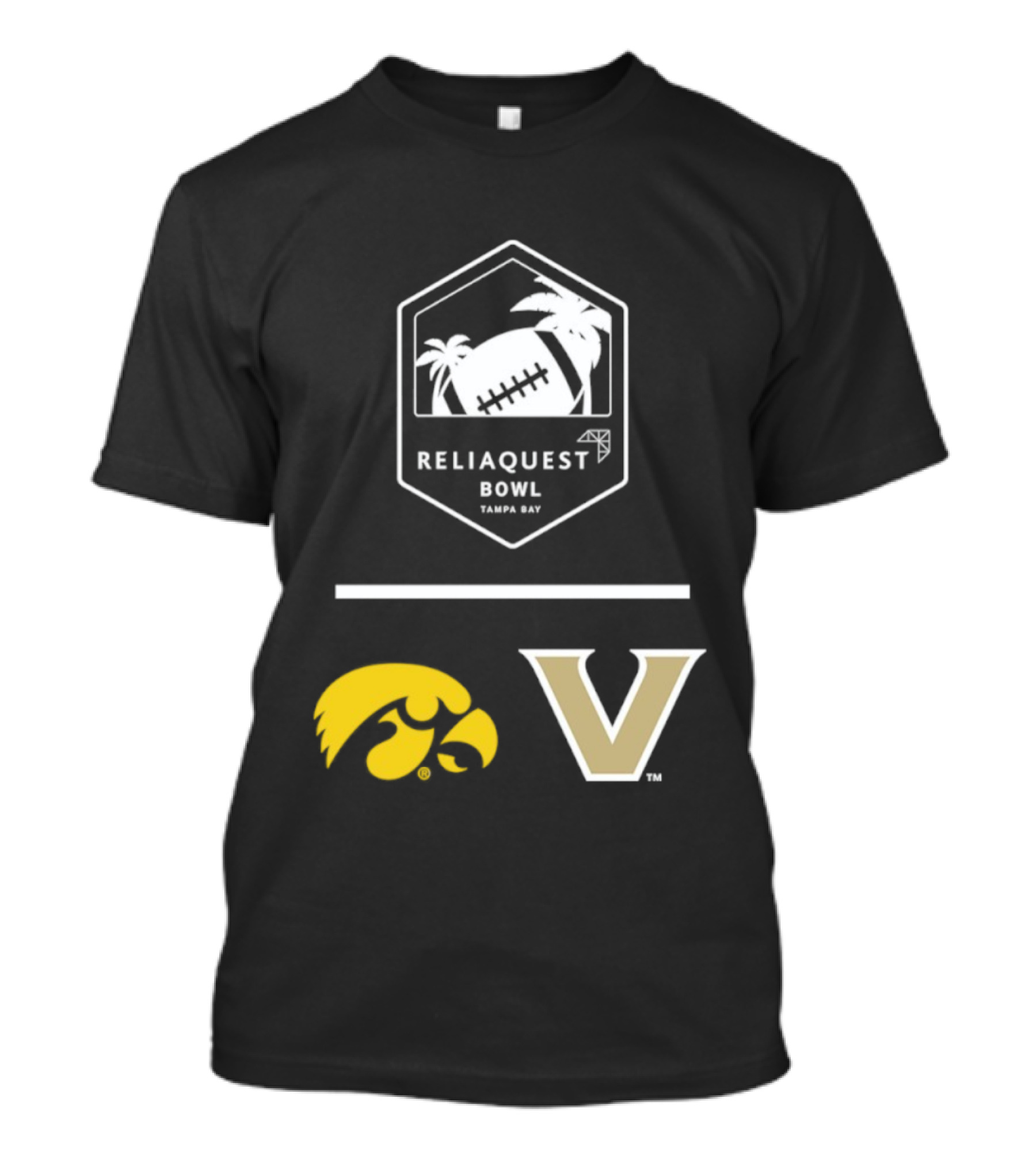 Iowa Hawkeyes Vanderbilt Commodores Reliaquest Bowl Tampa Bay Football Showdown T-Shirt