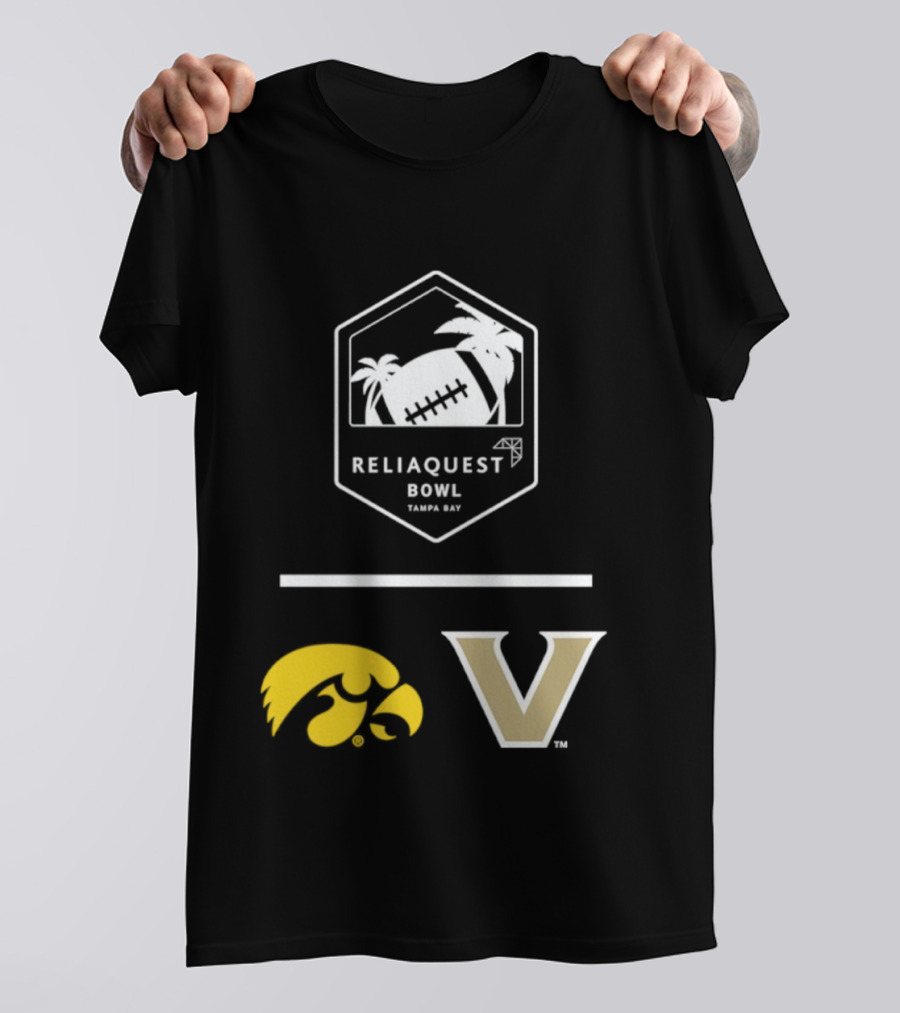 Iowa Hawkeyes Vanderbilt Commodores Reliaquest Bowl Tampa Bay Football Showdown T-Shirt