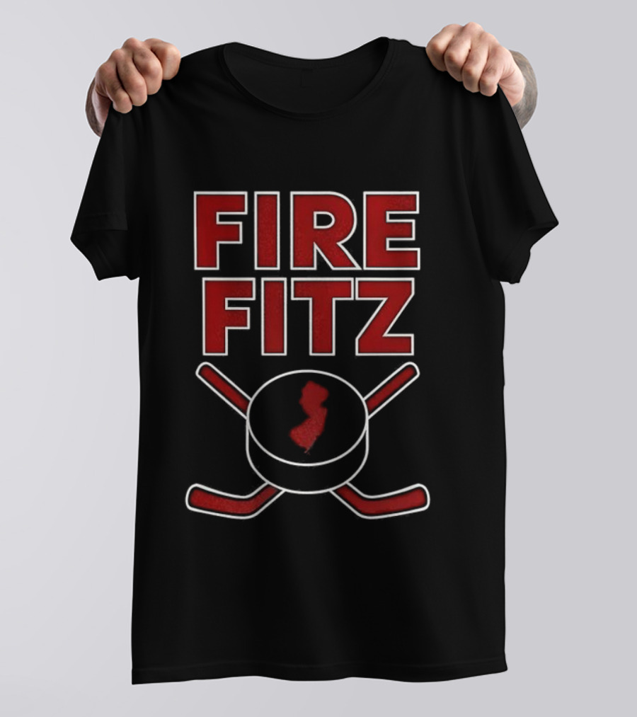 New Jersey Devils Fire Fitz Hockey Puck Sticks Graphic T-Shirt