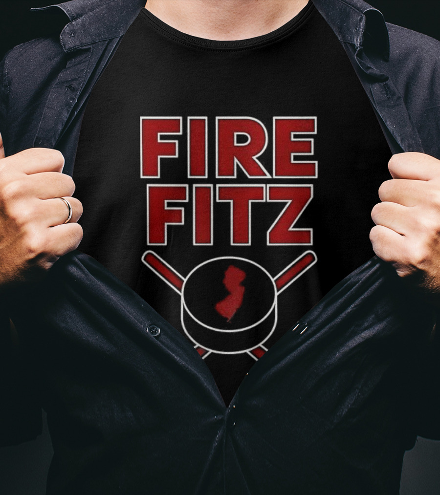New Jersey Devils Fire Fitz Hockey Puck Sticks Graphic T-Shirt