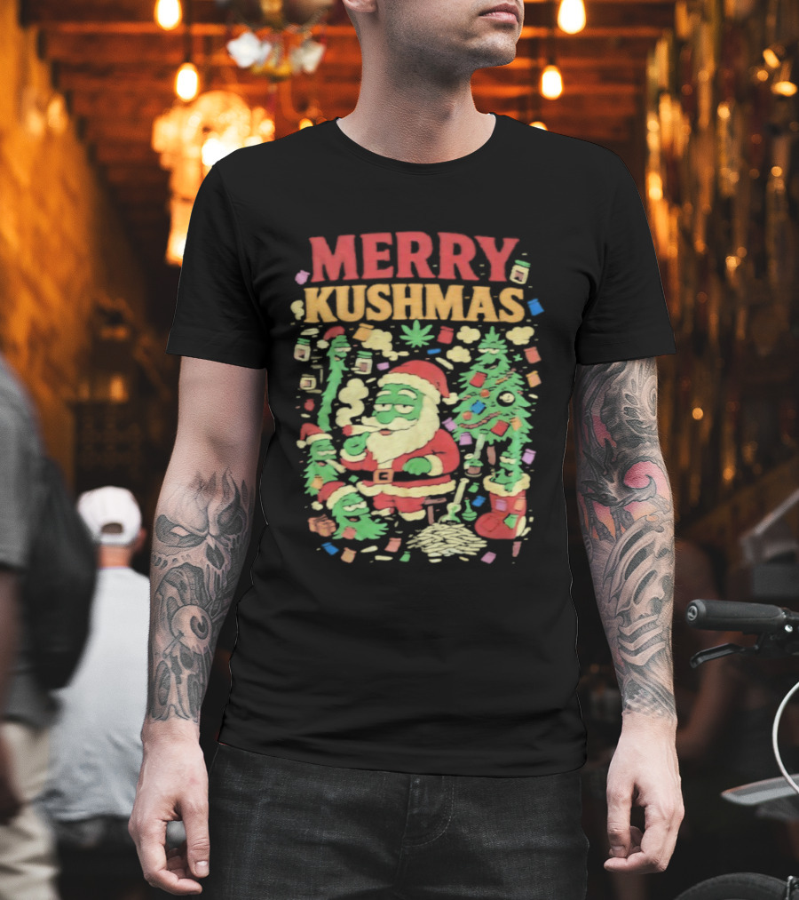 Merry Kushmas Santa Claus Smoking Christmas Tree T-Shirt