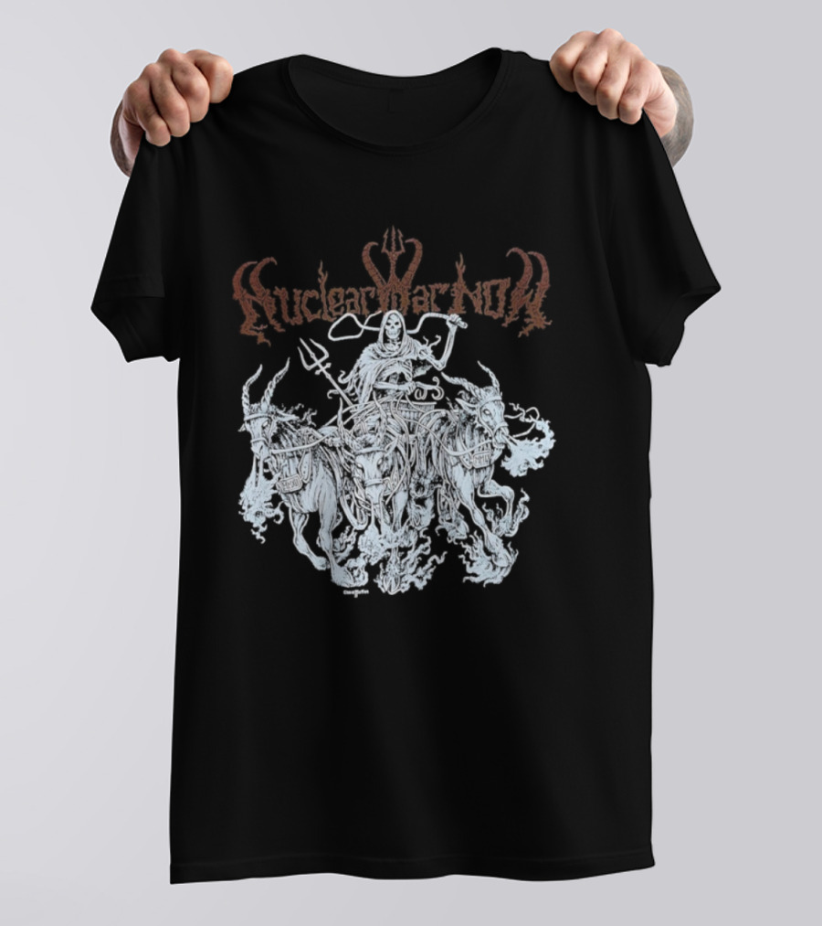 Skeleton Nuclear War Now Witch Hunt Theme T-Shirt