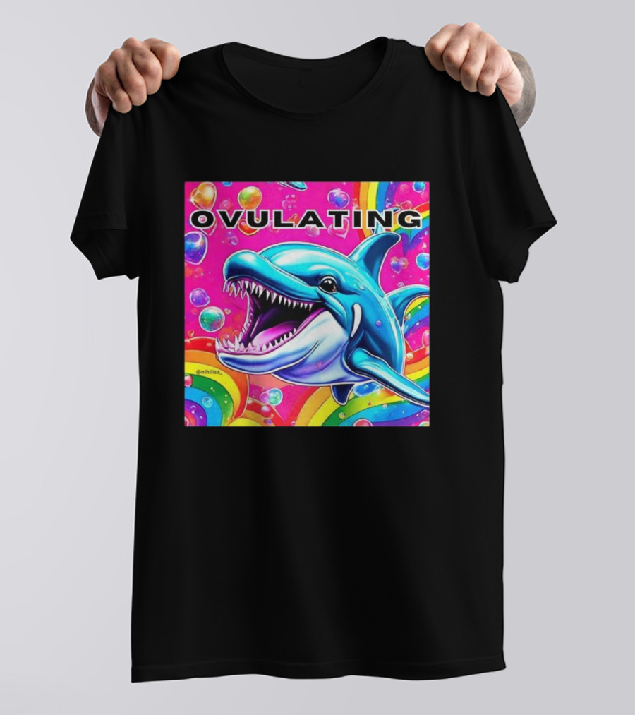 Ovulating Dolphin Rainbow Meme Colorful Background T-Shirt